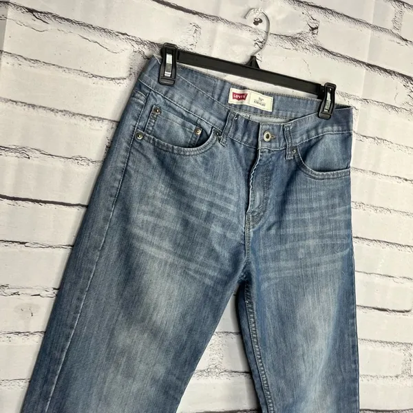 Levi's 514 Blue Straight Leg Jeans Classic SZ 29/29 Bootcut Distressed High Rise - Image 3