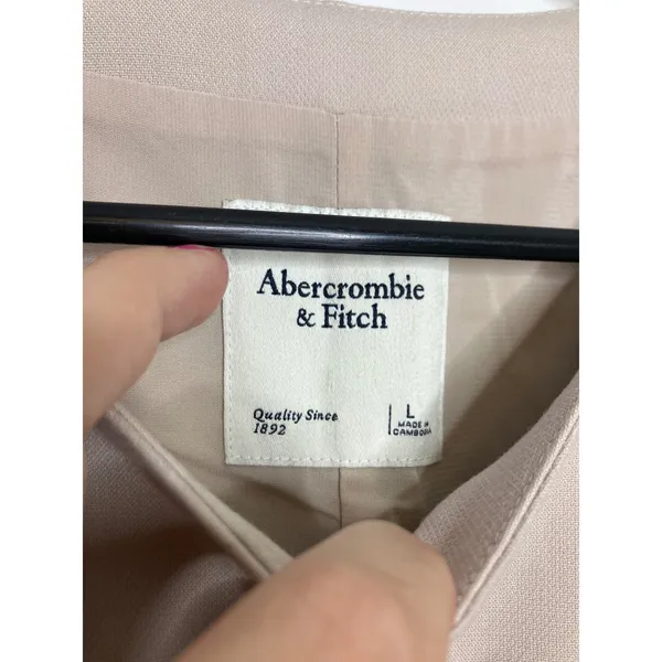 Abercrombie & Fitch Mini Dress Womens L Beige Excellent Button Front Tie Back - Image 6