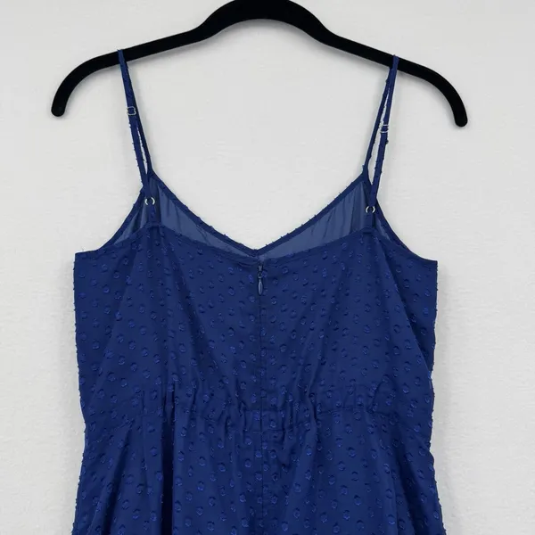 J.Crew Swiss Dot Maxi Dress Blue Spaghetti Strap Flowy Vacation Summer Size 2 - Image 4