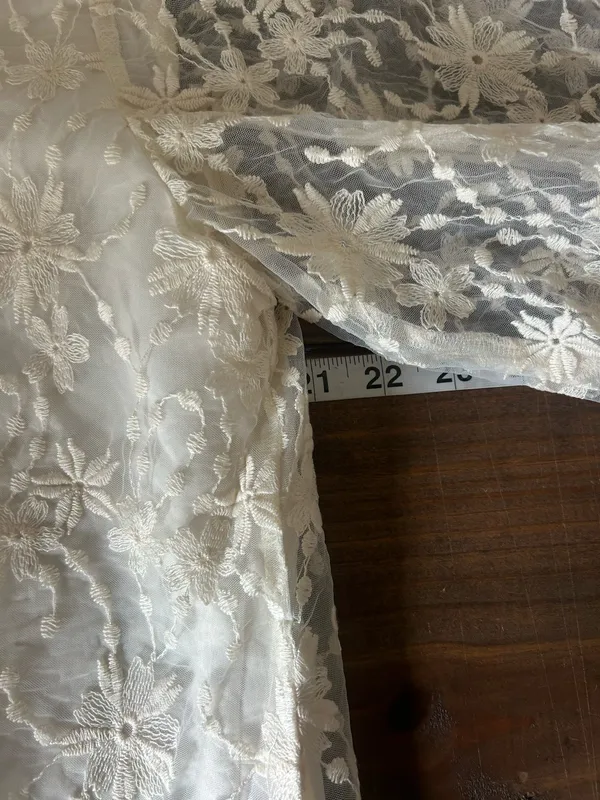 Boho Bow Tie Textured Lace Top (Ivory) Jodifl Large NWT - Image 5