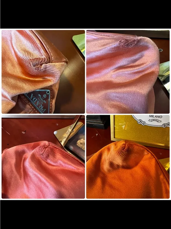 Vintage Prada Coral Orange Satin Bag Plexiglass Handle Made in Italy - Image 9