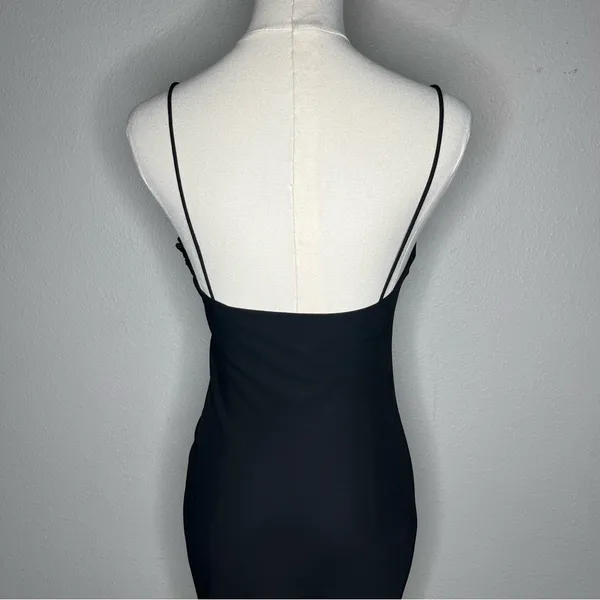 Vintage Zum Zum Black Feather Trim Eveningwear Maxi Prom Dress Gown Whimsigoth - Image 5