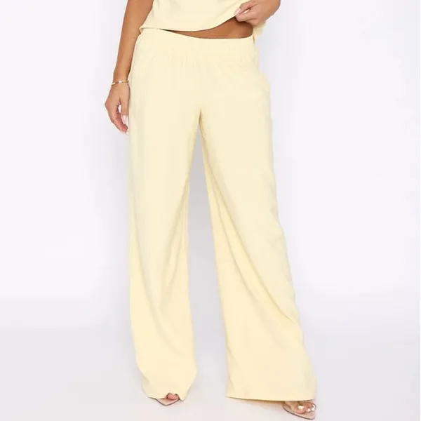 White Fox Pants Wide Leg Way She Walks Size S Yellow - Image 5