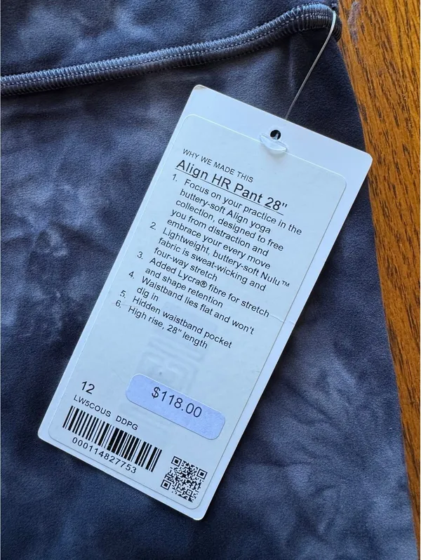 Lululemon Align High Rise 28” Diamond Dye Pitch Grey Graphite Grey Size 12 NWT - Image 4