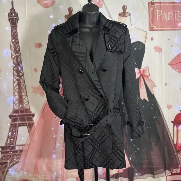 Calvin Klein Black Quilted Coat Jacked Double Breasted Women's Size M - Image 16