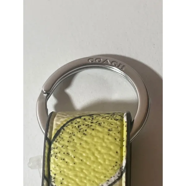 Coach Trigger Snap Keychain Yellow Lemon Leather Silver Hardware NYC - Image 6