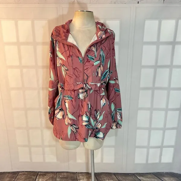 Calia by Carrie underwood pink floral windbreaker jacket size medium - Image 2