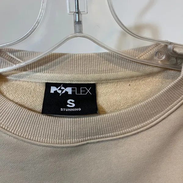 POPFLEX Sweatshirt Belle Crew Neck Puff Sleeve Pullover Cropped Beige Small‎ - Image 4