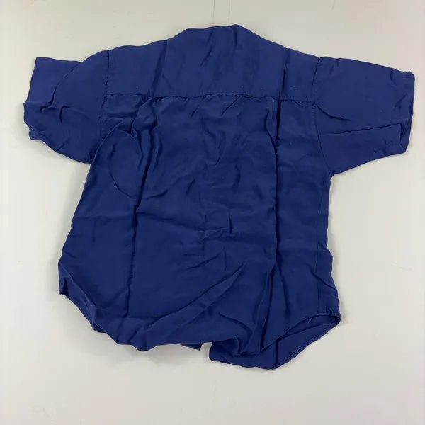 Vintage Abercrombie & Fitch Shirt Womens 8 Blue Short Sleeve Button-Up Rayon - Image 7