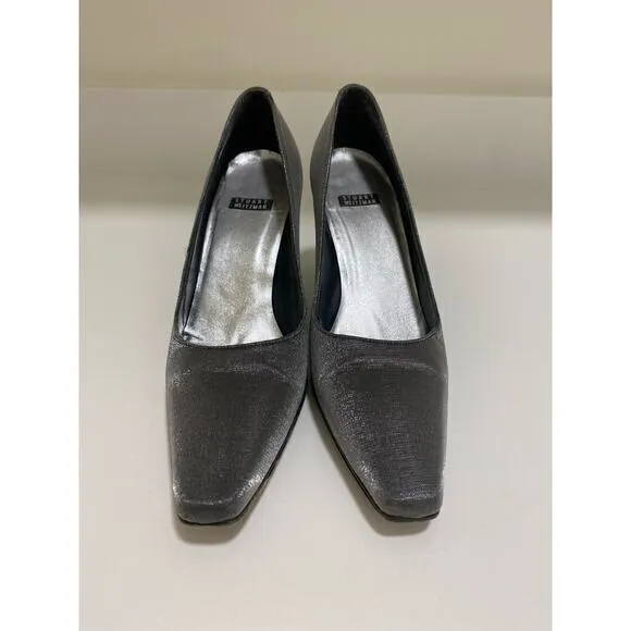 Stuart Weitzman slate gray silver shimmer evening‎ heels pumps size 6 - Image 7