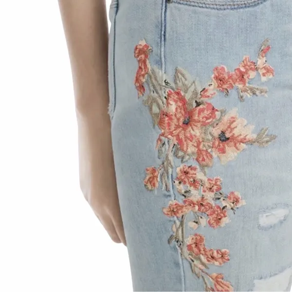 NEW White House Black Market Distressed Floral Embroidered Girlfriend Jeans 14 - Image 2