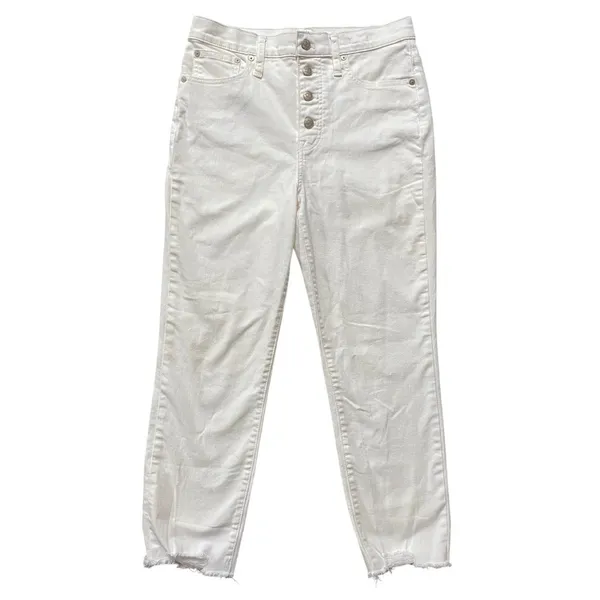 Madewell The Perfect Vintage Crop Jean‎ White Button Fly Raw Hem L3908 Womens 28 - Image 5