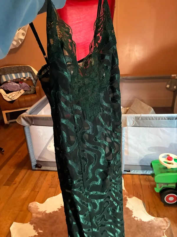 Vintage emerald green sheer maxi slip dress from Victorias Secret Size XS - Image 3