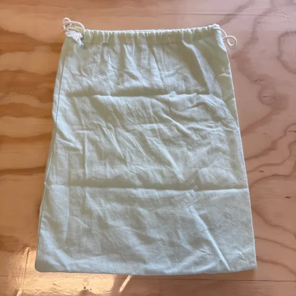 Off-White Light Green Cotton Drawstring Dust Bag Blue Logo 11.5x15.5‎ Travel - Image 2