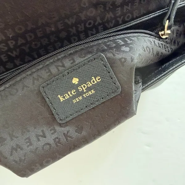 Kate Spade Laurel Way Greer Crossbody Purse Black Leather Chain Large Clutch - Image 8