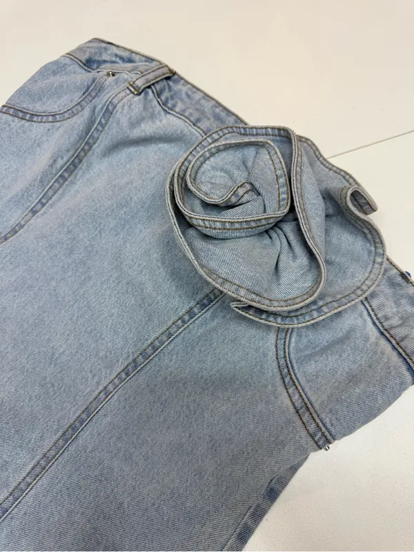 Steve Madden Light Blue Strapless Denim Dress size 8 - Image 8