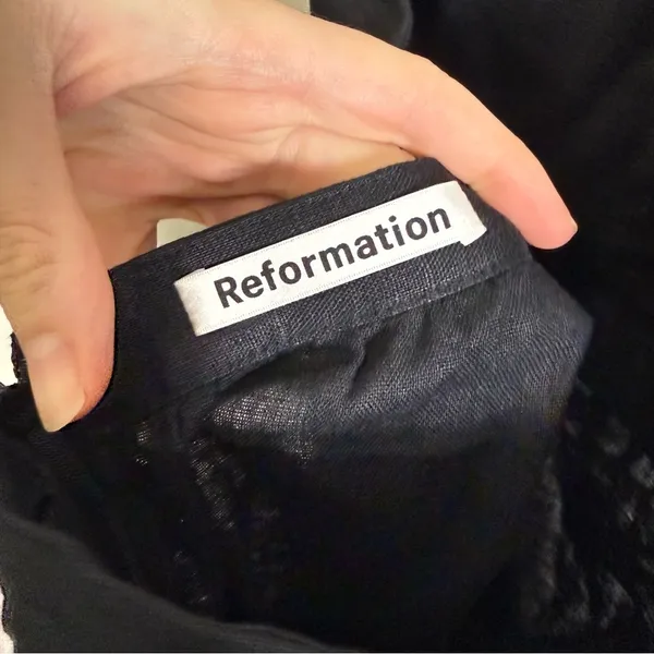 Reformation 100% Linen Black Mini Dress Open Back Size 6 - Image 4