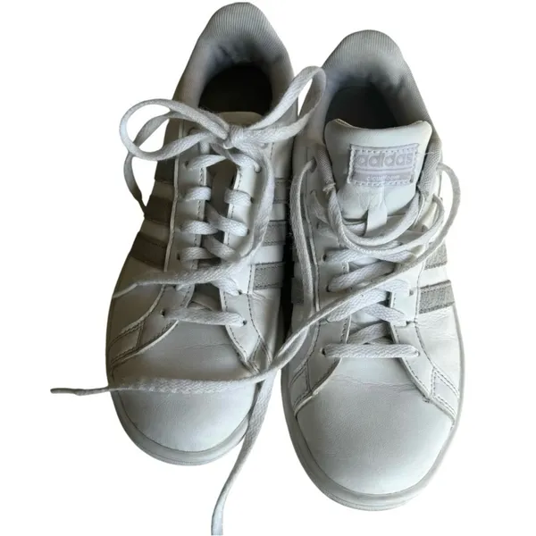 Adidas Women’s Athletic Sporty Court Style Lace Up Striped Sneakers Sz 7.5 - Image 2