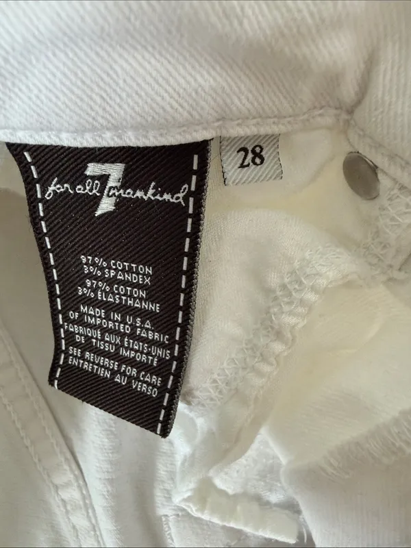 7 For All Mankind‎ White Cropped Wide Leg Jeans High Rise Size 28 - Image 4
