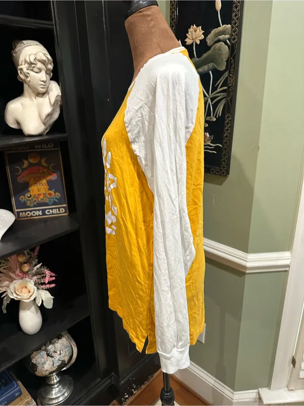 Victoria’s Secret PINK Long‑Sleeve Raglan Campus Tee – Yellow & White – Size Med - Image 6