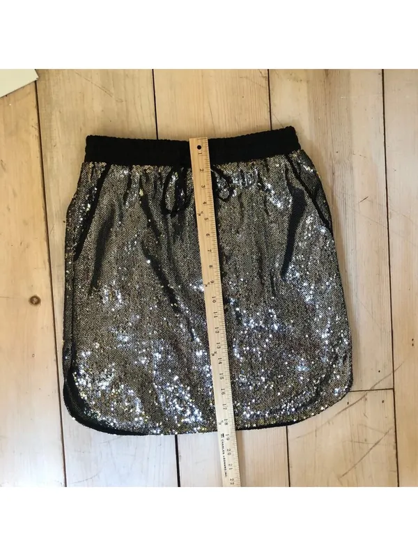 Anthropologie Harlyn NWT Sequin Stretch Waist Mini Skirt Drawstring Size XS - Image 11