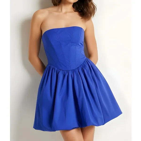 AMANDA UPRICHARD Pompeo Strapless Mini Dress, Cobalt, Medium - Image 2
