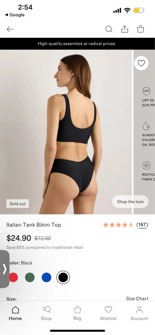 New Quince Italian Tank Bikini Top in Black Size Small - Image 5