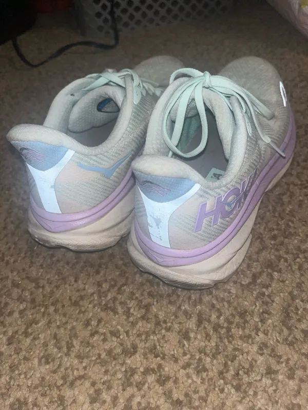 Hoka One One Clifton 8 running shoes in gray & purple #running #athletic - Image 4