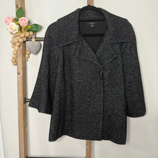 Ann Taylor Black Gray Wool Blend Blazer Size 10‎ - Image 3