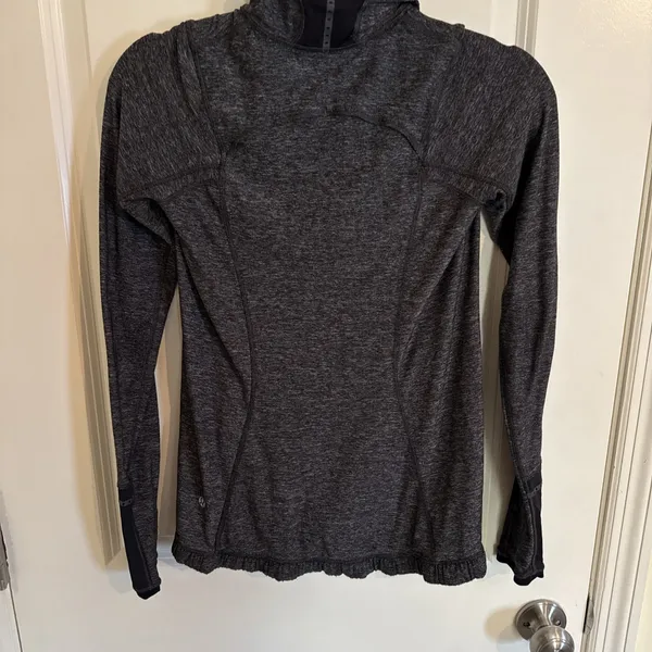 Lululemon‎ Womens Race Your Pace 1/2 Zip Size 2 Dark Gray Thumbholes - Image 6