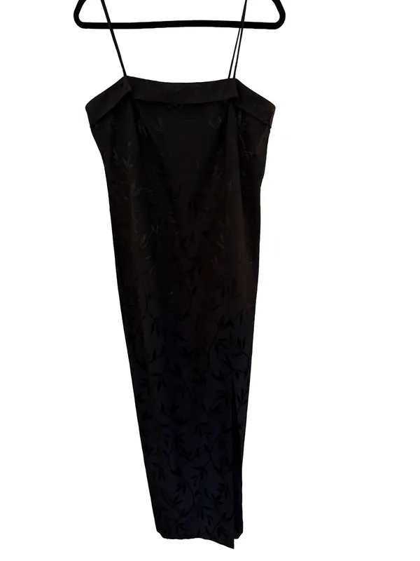 Vintage J.R. Nites by Caliendo Black Tonal Floral Jacquard Maxi Dress - Image 12