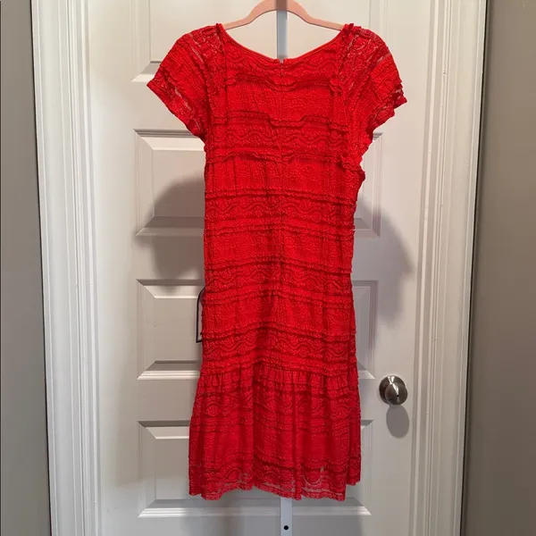 Jessica Howard Red Lace Flutter Sleeve Dress Size 14 NWT Cocktail Wedding‎ - Image 8