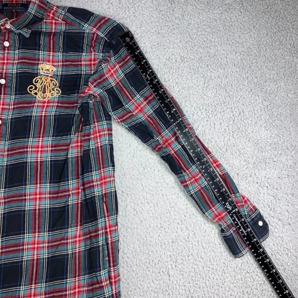 Polo Ralph Lauren Brushed Twill Ballet Sleep Shirt Women Small Plaid Crest‎ Logo - Image 8