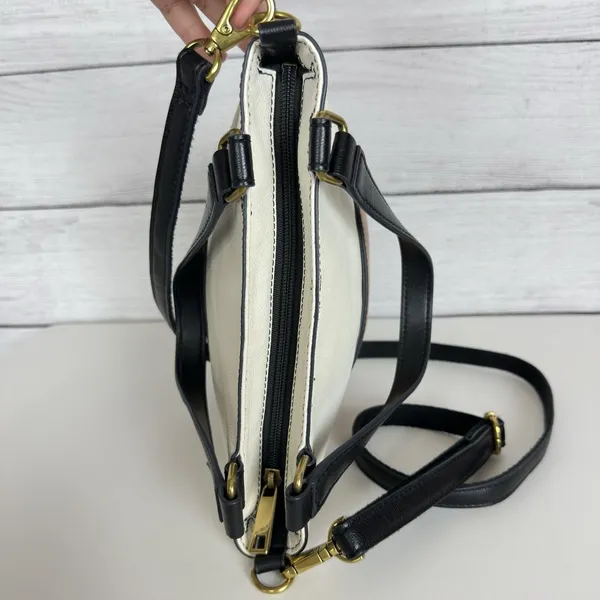 FOSSIL Amelia Bucket Purse Brown/Cream Two-Toned Leather Crossbody‎ Boho Western - Image 6
