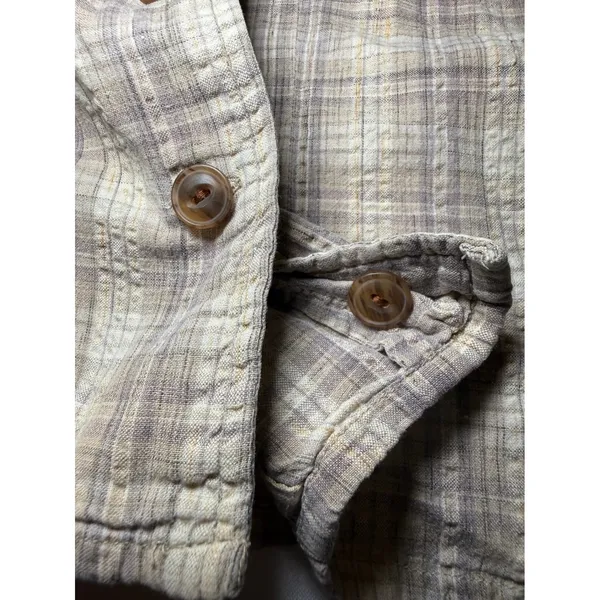 Woolrich Womens 90s Khaki Plaid Cotton Short Sleeve Button Up Shirt Size M - Image 6