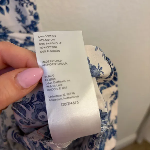 Anthropologie Somerset Maxi Dress XS Blue White Floral Tiered Smocked Waist - Image 10
