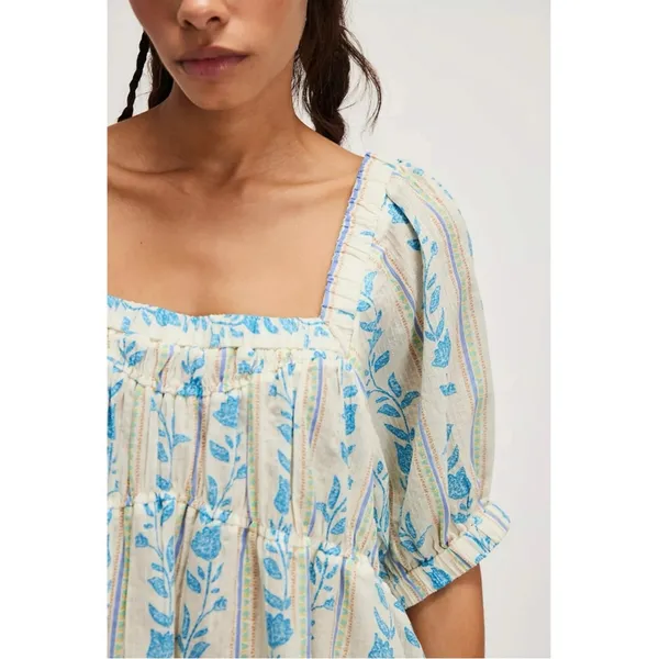 Free People Bohemian 70s Block Print Santorini Printed Babydoll Tunic Size Large - Image 14