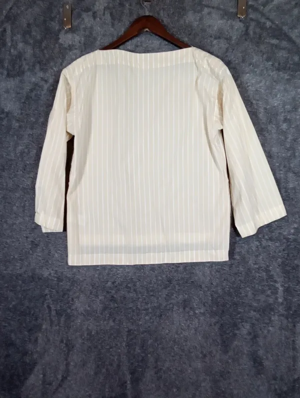 J Crew Ciel Top Striped Cotton Top Butter Yellow Striped Boat Neck Preppy Womens - Image 6