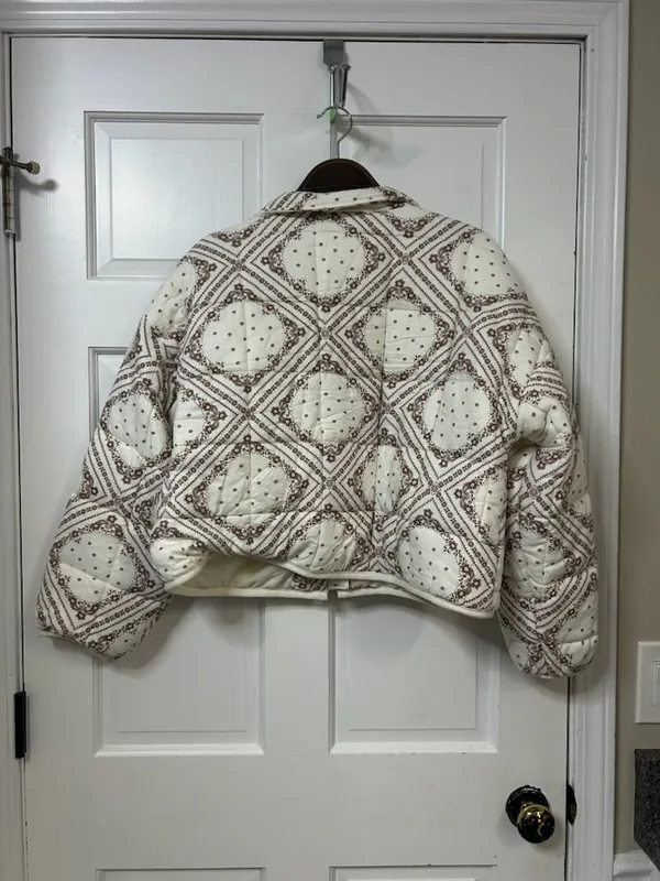 Altar'd State Cream Bandana-Print Quilted Puffer Jacket - Image 3
