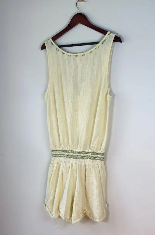 Free People Cotton Gauzy Pale Yellow Romper Small Beach Flowy - Image 4