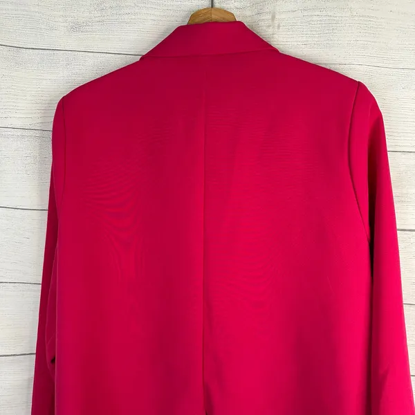 Old Navy Women S Berry Pink Relaxed Unlined Blazer 2 Button Workwear Jacket - Image 5