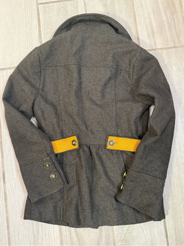 Tabitha Brown Tweed Blazer with Mustard Ruffle and Belt - Image 4