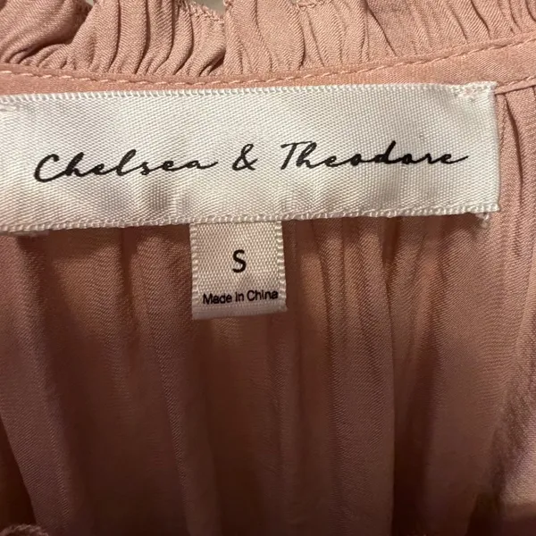 Chelsea & Theodore Dusty Rose‎ Ruffle Neck Tassel Tie Peasant Blouse Small Boho - Image 7