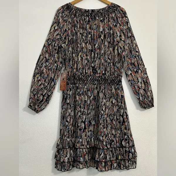 NWT Scully Feather Print Dress Patterned Garment Pink Size M - Image 7