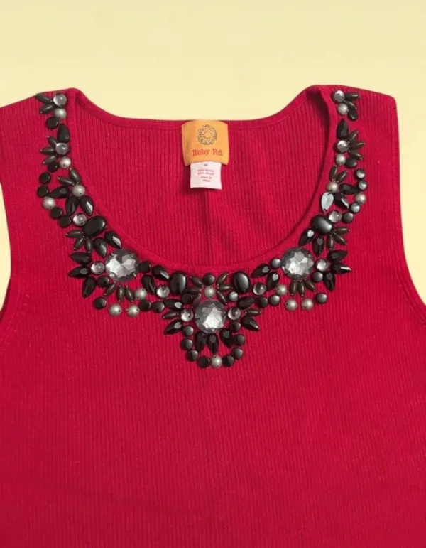 Vintage Y2K Ruby Rd Beaded Tank Top - Image 2