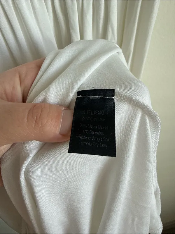 Bleusalt Strapless Smocked Midi Maxi Dress White Micromodal Size 1 Small - Image 9