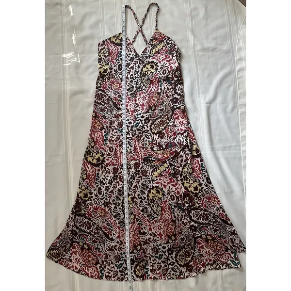 Zara Maxi Dress Multicolor floral and paisley print SZ M V-neck, Spaghetti Strap - Image 9
