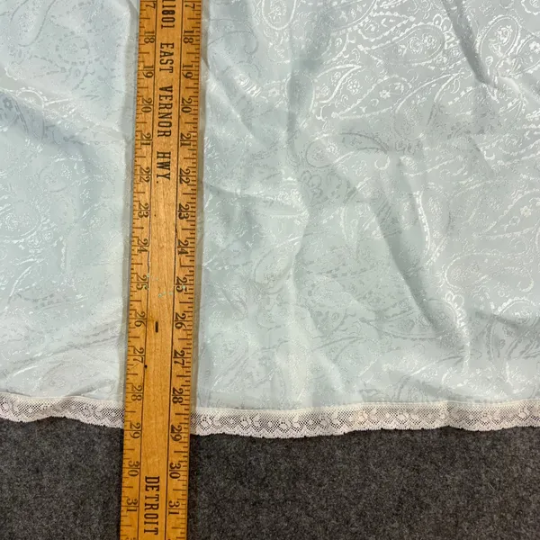 VTG‎ Paisley Jacquard Maxi Half Slip Light Blue Lace Trim Satin Skirt Lingerie - Image 5