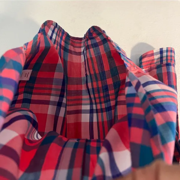 SO Perfect Shirt Pink &‎ Blue Plaid Soft Rayon Relaxed Fit Button Front Size M - Image 6