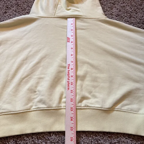 Ivy Park Cropped Oversized Hoodie Sweatshirt Sz S Pale Yellow Logo - Image 6